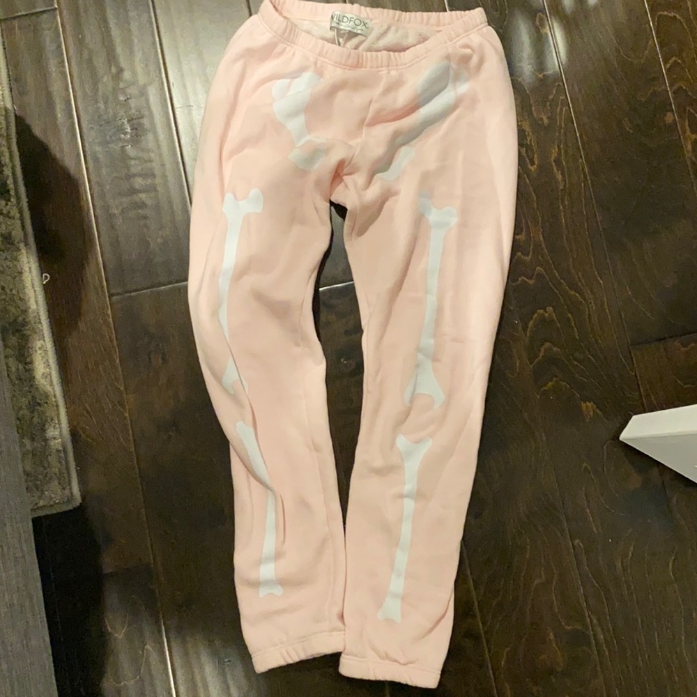 Wild fox inside out pink skeleton sweat pants size small